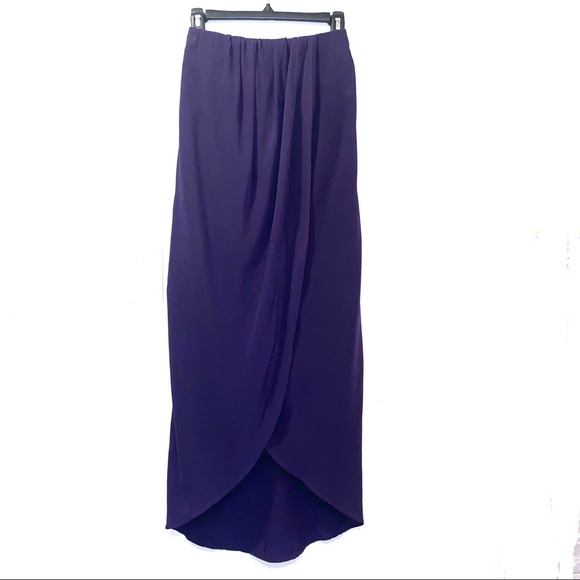 Olivaceous 100% silk layered plum maxi skirt - Picture 14 of 16